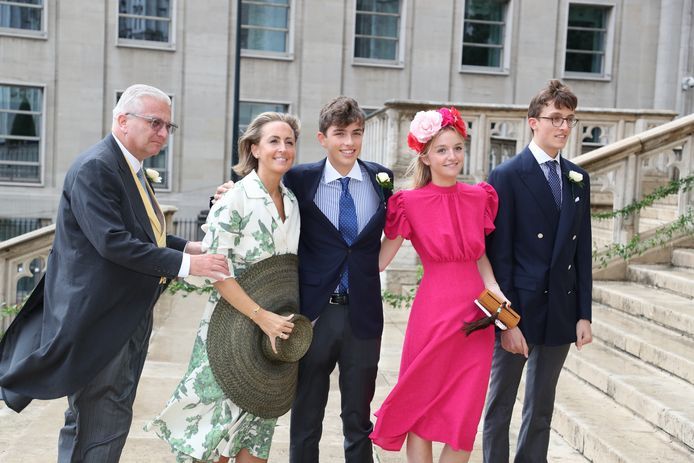 Princess Claire and Prince Laurent brought their children, daughter Louise and twin sons Aymeric and Nicolas.