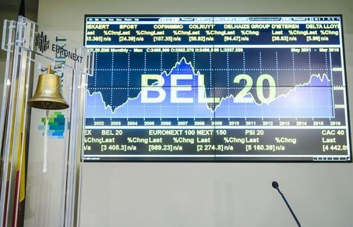 Green Brussels stock exchange after flow of figures